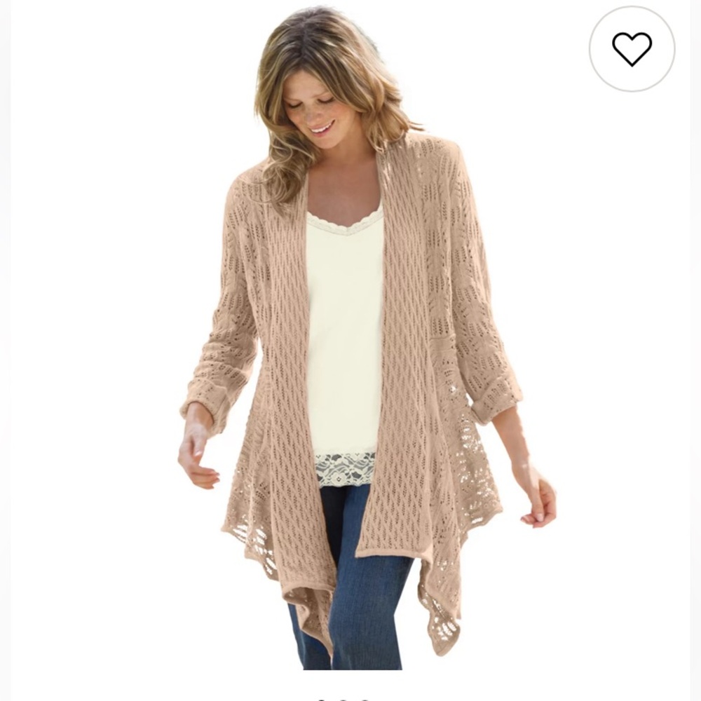 Woman Within Beige Open Front Cardigan size 1X {393}